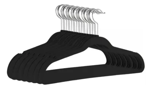 Kit 30 Cabides Veludo Antideslizante Adulto Preto E Bege