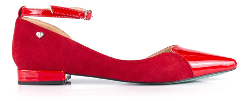 Balerina Flat Rojo Con Puntera En Charol Pikiki