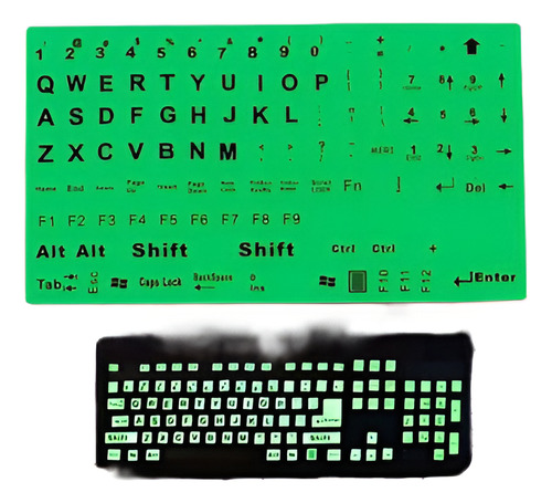 Teclado Inglés U.s. Letras Grandes Fluorescentes Pegatina Pa