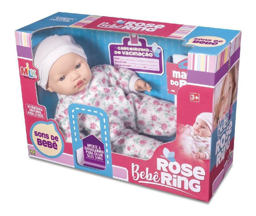 Boneca Bebê Rose Ring 38cm Sons De Bebê + Carteira Vacina