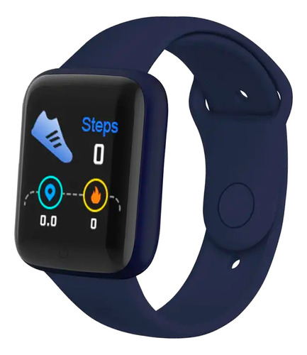 Smartwatch Reloj Fitness Llamada Bluetooth Brazalete Silicón Caja Negro Correa Azul Bisel Negro Diseño De La Correa Liso