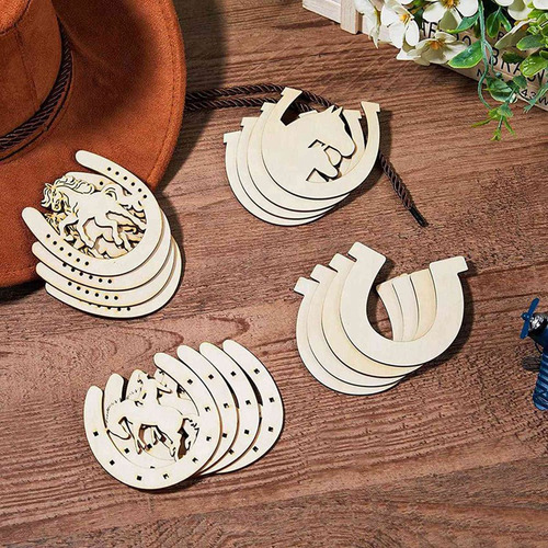 96 Piezas De Recortes De Madera Con Forma De Herradura Para