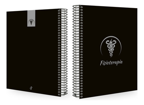 Caderno Universitário Profissões Preto E Prata 160 Folhas Cor Fisioterapia