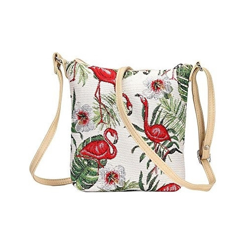 Bolso Bandolera Para Mujer, Diseño De Flamencos, Rosa/verde