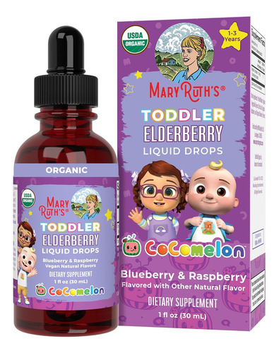 Mary Ruth's Gotas De Saúco Orgánico Para Bebés 30ml Sabor Arandano Y Frambuesa