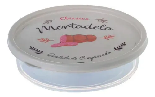 Porta Frios Pote Para Mortadela Redondo Decorado 750ml Cor Bege