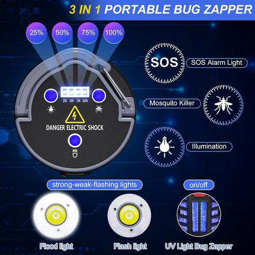 Exterminador De Mosquitos 3 En 1 Impermeable Con Linterna Le