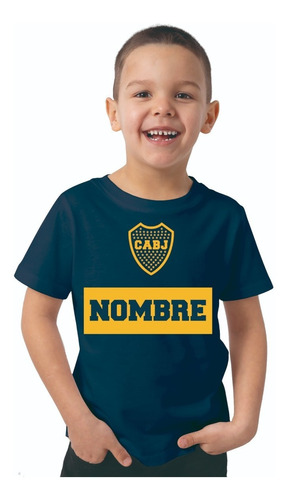 Remera  Algodón Boca Juniors Cabj Nombre Niña Niño Futbol