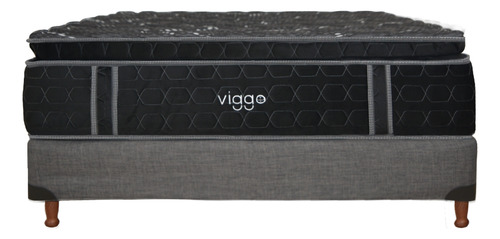 Conjunto Sommier Viggo Rubí 130x190 Cm Alta Densidad 130 Kg Negro