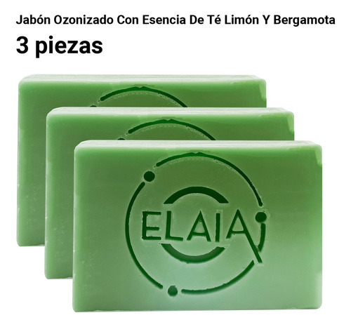 Elaia® Jabón Ozonizado Esencia De Té Limón Y Bergamota 3pz