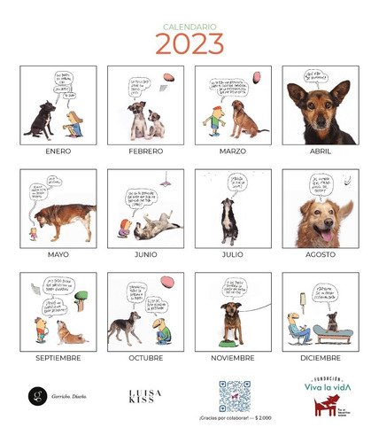 Imagen 2 de 2 de Calendario 2023 A Beneficio De Zaguates (sólo 1 X Compra)