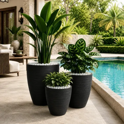 Kit 3 Vasos para Plantas e Flores em Polietileno Decorativo Grand...