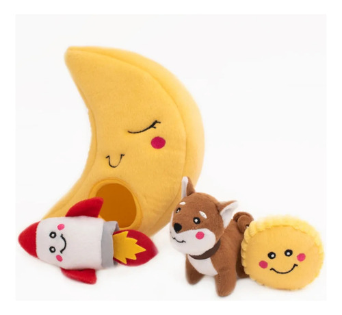 Pelúcia Zippypaws Burrow Para A Lua Para Cães E Gatos Cor Amarelo