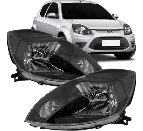 Farol Ford Ka 2009 2010 2011 2012 Máscara Negra Par