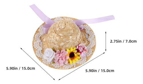 Mini Sombrero De Paja: Sombrero En Miniatura Con Lazo Y Flor