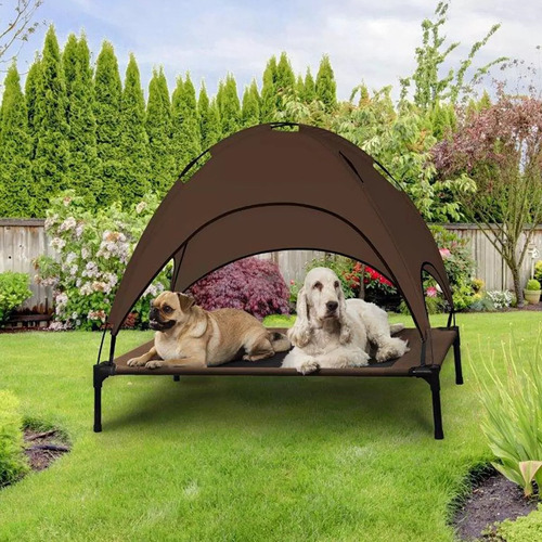 Camastro Para Perro Con Toldo Desmontable Solartec Premium Color Café