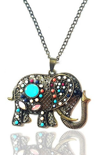 Collar Elefante Vintage Pedreria + Estuche 