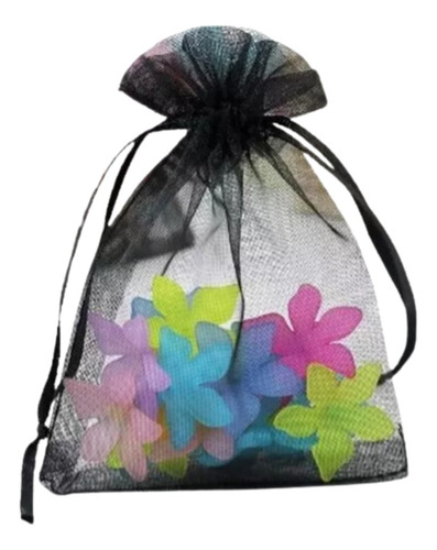 50 Sacos Organza 15x20 P/ Lembrancinhas Preto