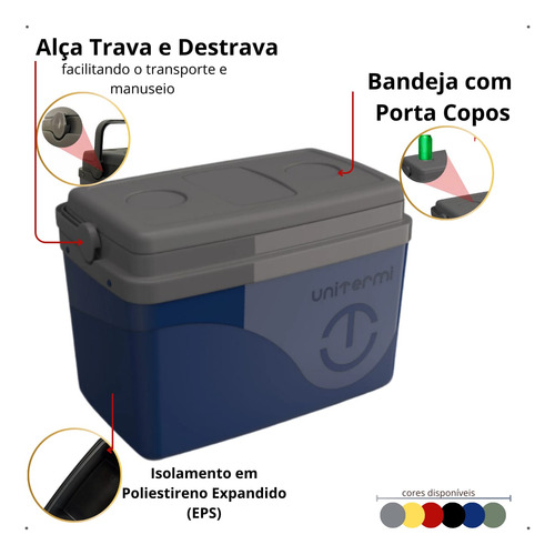 Caixa Cooler Térmico Com Alça Praia Camping Viajem 15 Litro