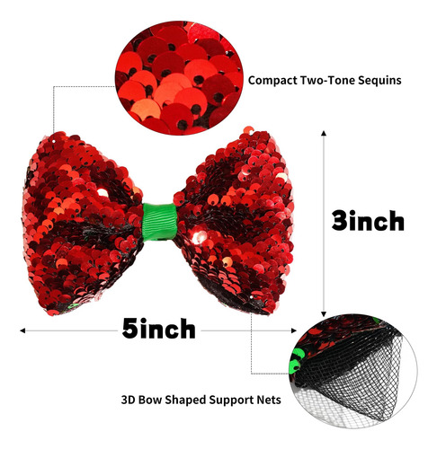 Yxiang Navidad 5 Pulgadas Sparkle Glitter Bows Clips Para Ni