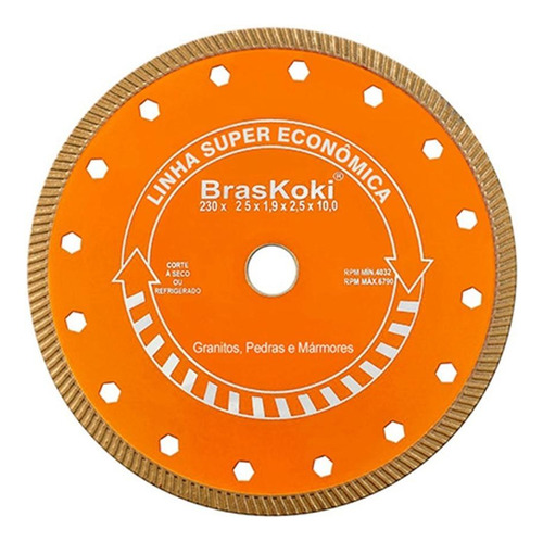 Disco Diamantado Braskoki 230mm Turbo Jet Laranja Seco/agua