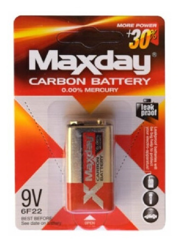 Pila Bateria Maxday 9v Alta Durabilidad