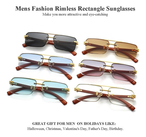 X Gafas De Sol Cuadradas Sin Montura Para Hombre, Modernas,
