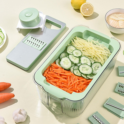 Fatiador Mandoline Para Cozinha Verde Com 6 Lâminas