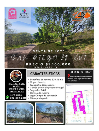 Venta Lote San Diego 79 Mz Xvi Con Todos Los Servicios Incluídos, Proyecto Arquitectónico Incluído, Sobre Avenida Principal En Fracc Rancho San Diego Ixtapan De La Sal Edomex