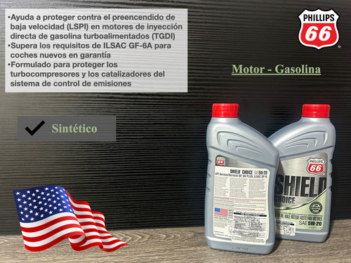 (5 Pzas) Aceite Para Motor Sintético. Choice 5w-20