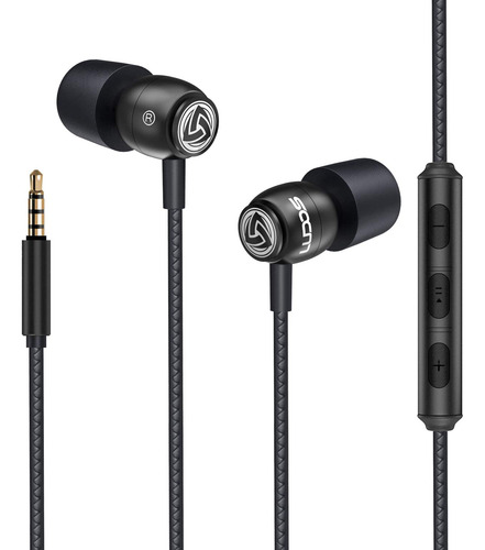 Audífonos Con Cable Ludos + Microfono + Volumen Negro
