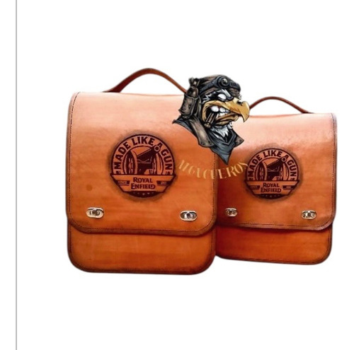 Alforjas Para Motos Royal Enfiel Cuero Vaqueta Marrón Oscuro