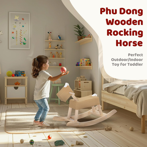 Caballo Mecedor De Madera Marrón Para Niños Pequeños Color