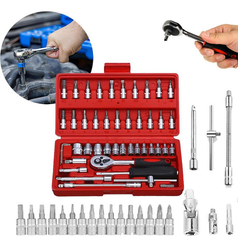 Maletín de herramientas Allen Torx 1/4 con trinquete, 46 piezas Crv