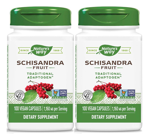 2pak Fruta Esquizandra Schisandra 1,160mg/porc Natures Way Sabor Natural