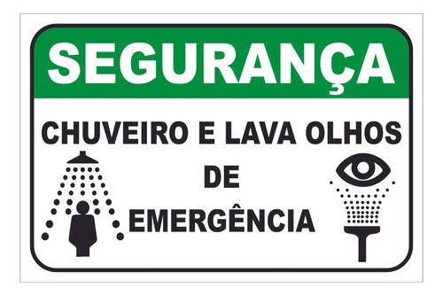 Placa De Sinalização Chuveiro De Emergência E Lava Olhos