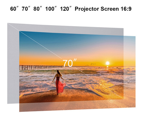 Pantalla De Proyector Portátil De 120 Pulgadas Hd 16:9 Video