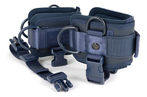 Monkey Power Fit Par De Grilletes Ultra Azul Navy Para Gym Polea Con Talonera Fitness Gimnasio Para Gluteos, Pierna Y Laterales, Materiales De Alta Calidad, Nylon, Plastico Y Acero, Correas Reforzadas