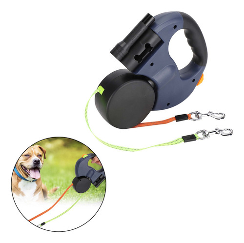 Correa Retráctil Para Perros Y Gatos Con Luz Led Gris Oscuro