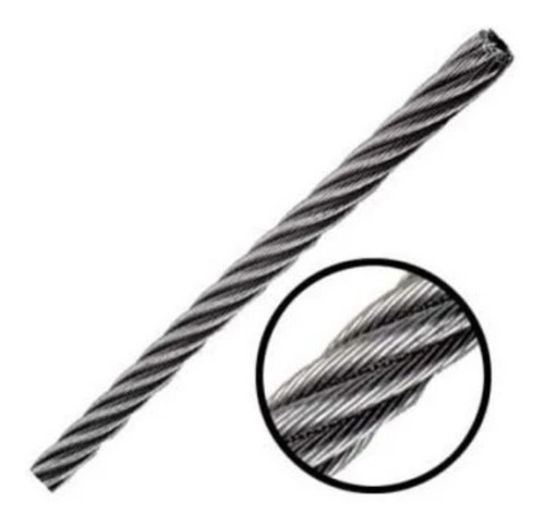 Cable Acero  Inox Flexible 6mm/7x19hilo Tramo 2.4 Mts
