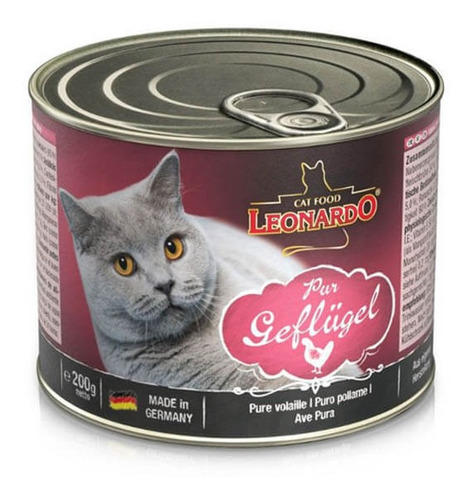 Alimento Leonardo Gato Adulto Sabor Ave Lata De 200g