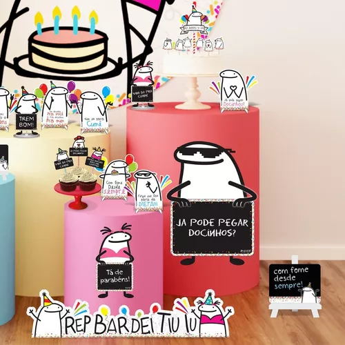 Kit Painéis festa decoração Lousas Faixa Flork Meme EVA - piffer