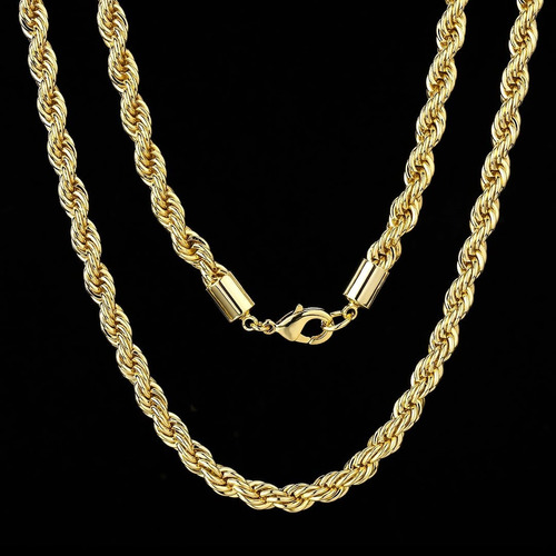 Cadena Torzal 6mm Chapado Premium De Oro 14k