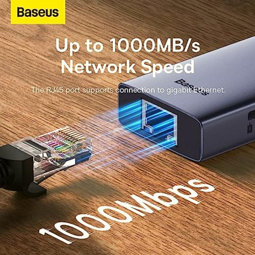 Baseus Usb-c Flite Series Hub De 4 Puertos, Rj45 Y 3 Usb3.0,