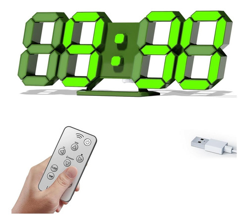 Covery Reloj De Pared Digital Verde, Relojes De Escritorio