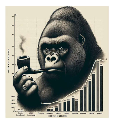 Vinilo 20x20cm Gorila Pipa Fumando Graficos Pensando
