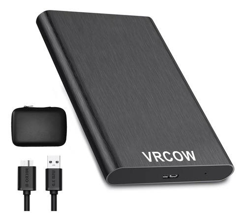 Externo Disco Duro Ssd 2tb Vrcow 2000gb Sólido Mini Portátil Usb3.0 Delgado Compatible Con Pc Portátil Y Mac Negro