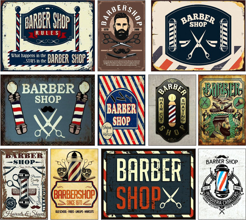 Barber Shoop Carteles Metálicos Barbería Poster Decorativo 