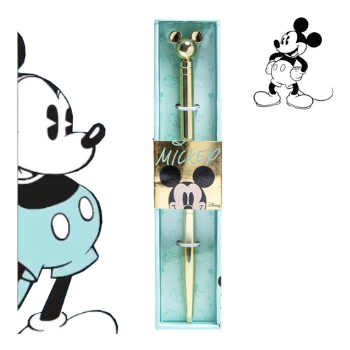 Lapicera Boligrafo Mickey Mouse Mooving Gold Recargable