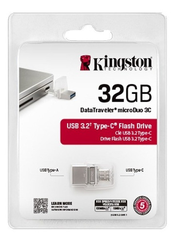 Memoria Usb Microduo Kingston 32gb Otg 3.0 Tipo C Smartphone